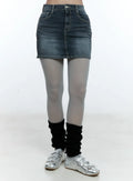 Denim Mini Skirt with Hip Pads CU527