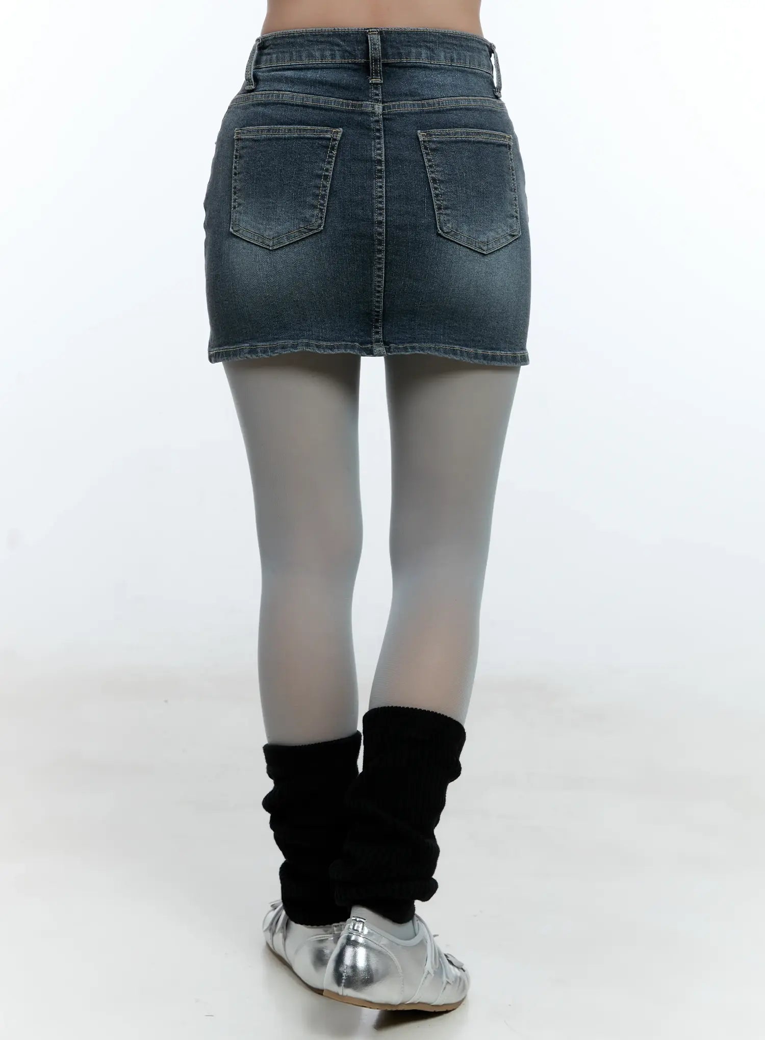 Denim Mini Skirt with Hip Pads CU527